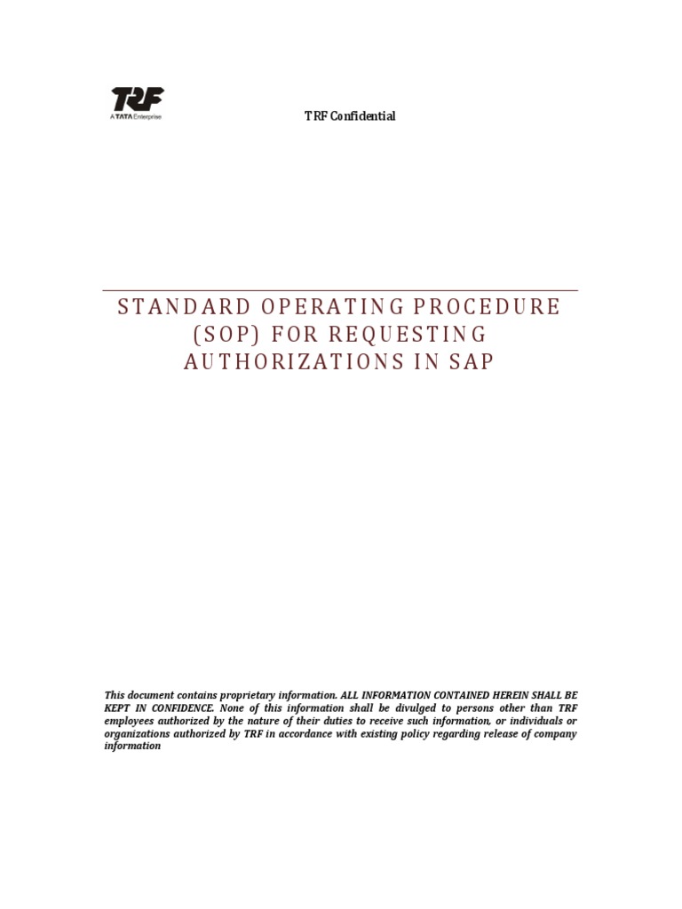 Sap Authorization Sop Pdf Help Desk Computing