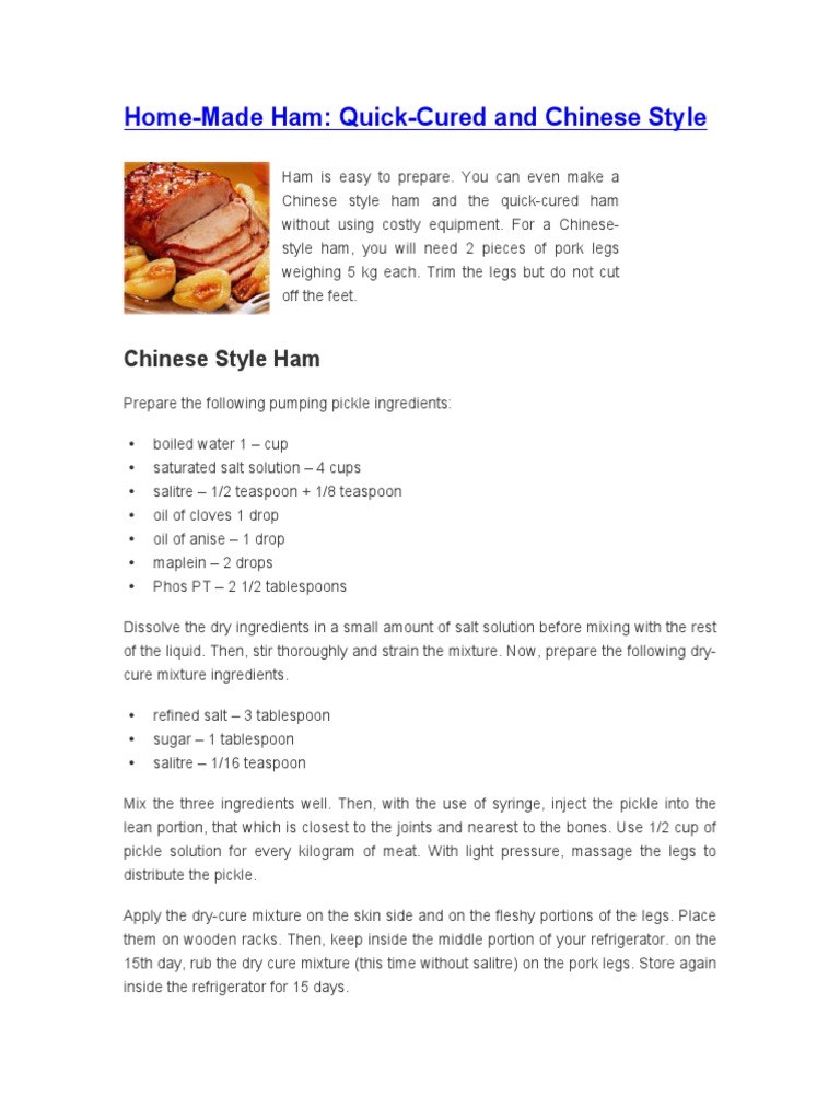 Chinese Ham Recipe PDF Ham Teaspoon