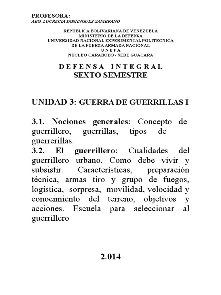 UNIDAD No. 3 - GUERRA DE GUERRILLAS I | PDF | Guerra de guerrillas ...