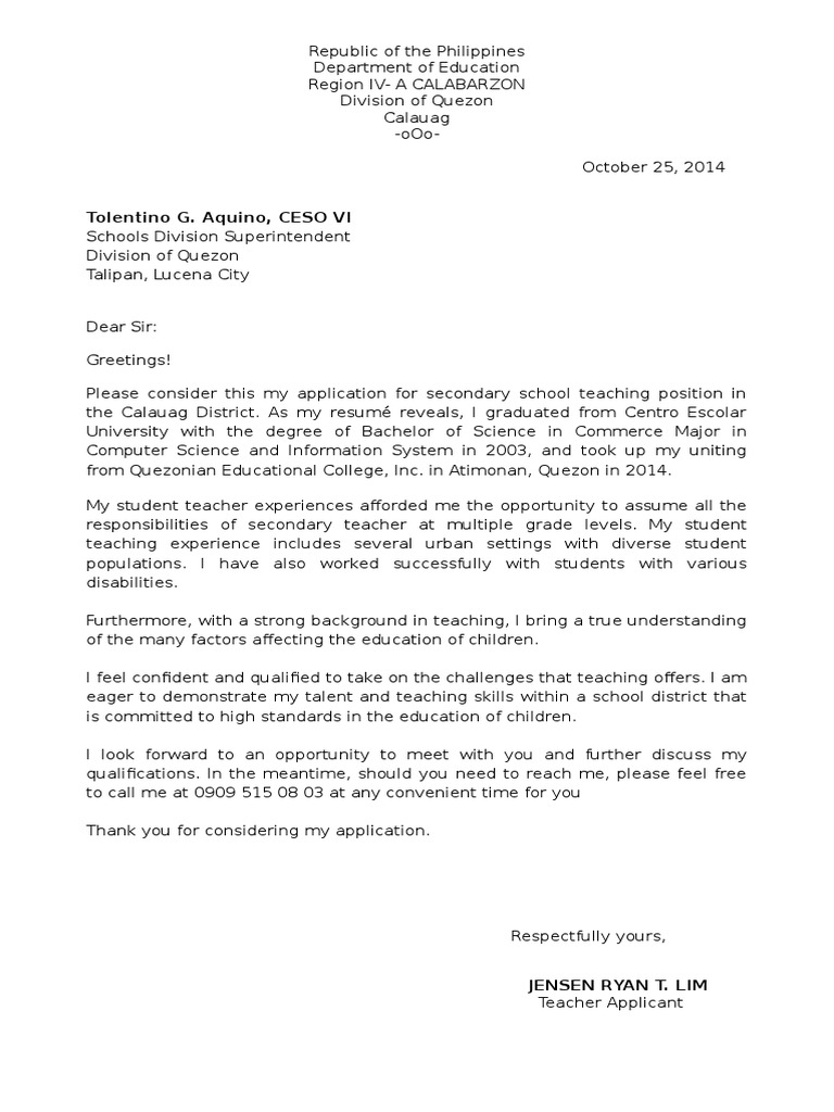 Parts of application letter image