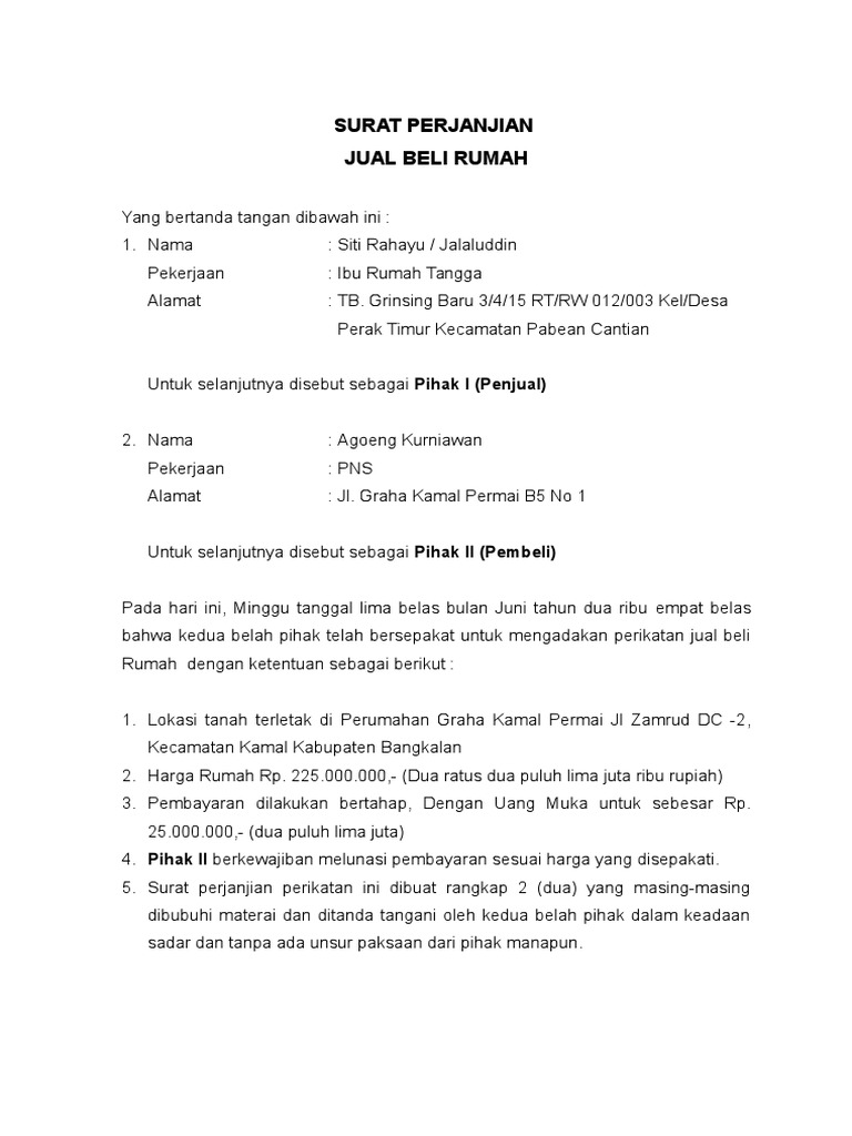 Contoh Surat Pernyataan Jual Beli Tanah Sawah Simak Gambar