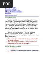 How Are Models Used? Mathematical Model Types Starting With Fundamental Laws Getting A Model From Measured Data Summing Up