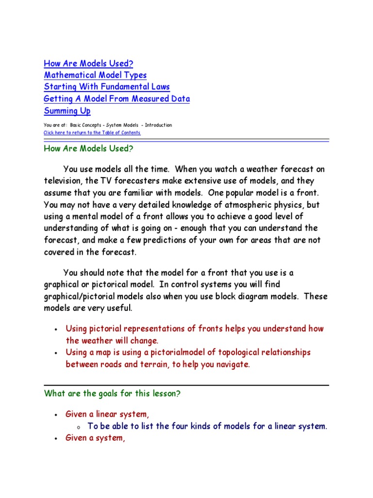 Mathematical Models in Systems | PDF | Nonlinear System | Electronic ...