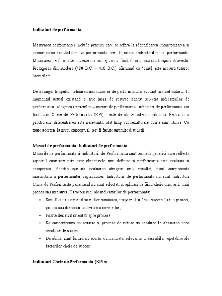 Indicatori De Performanta Pdf