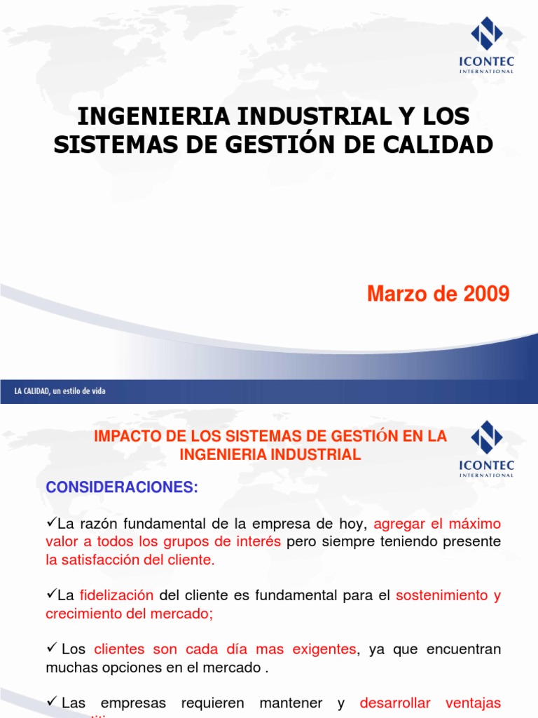 Gestión de Calidad en Ingeniería Industrial | PDF