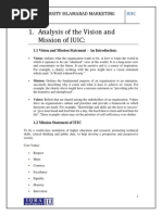 Analysis of The Vision and Mission of IUIC:: Iqra University Islamabad Marketing Plan