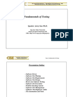 Fundamentals of Testing: Speaker: Jerry Gao PH.D