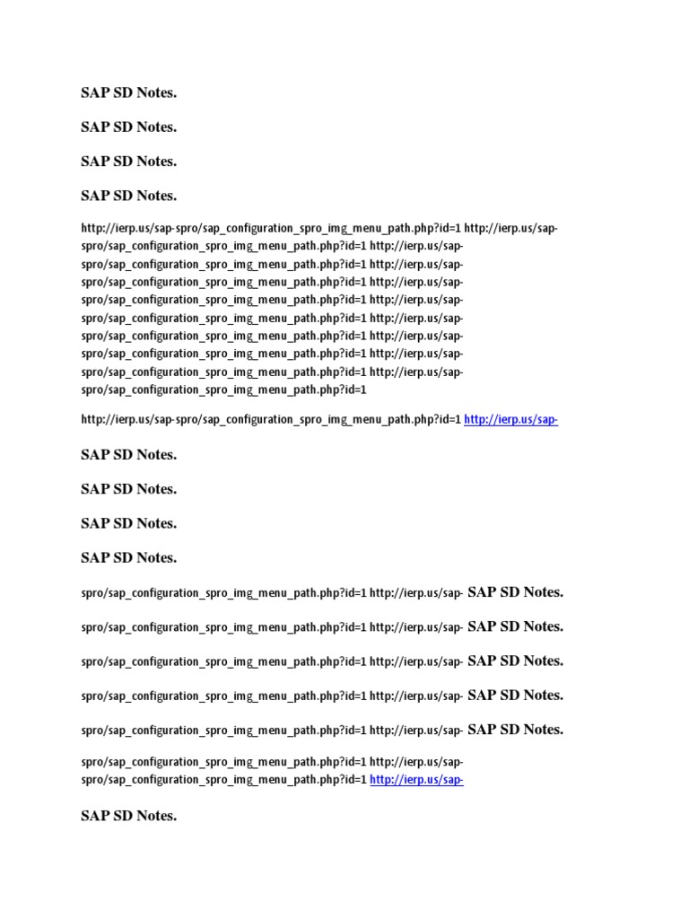 SAP SD Configuration Notes Guide | PDF