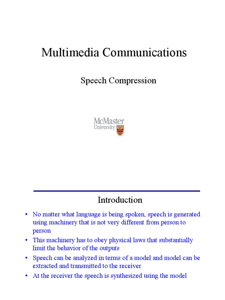 Multimedia Communications: Speech Compression | PDF