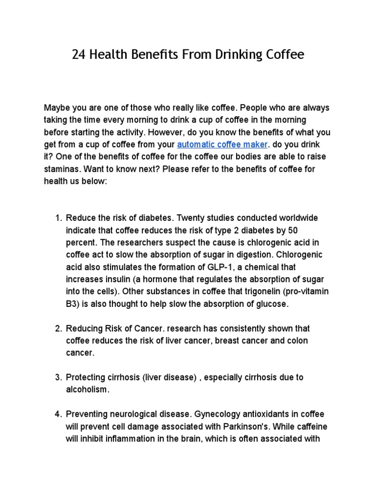 19 Health Benefits of Coffee PDF Caffeine Coffee