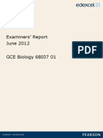 Examiners' Report June 2012 GCE Biology 6BI07 01