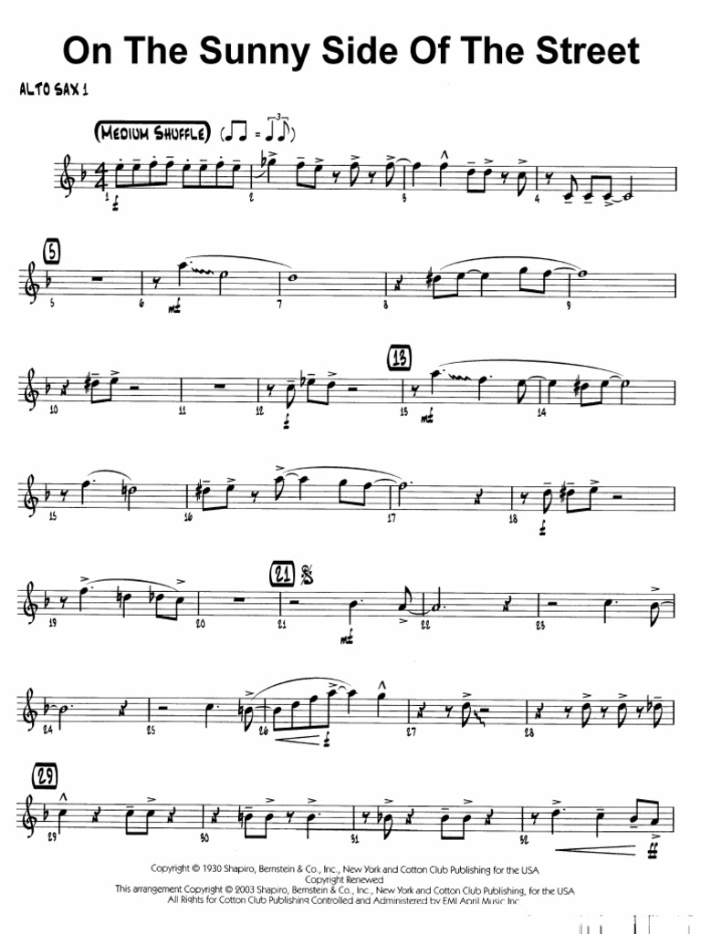 Big Band On The Sunny Side Of The Street Pdf