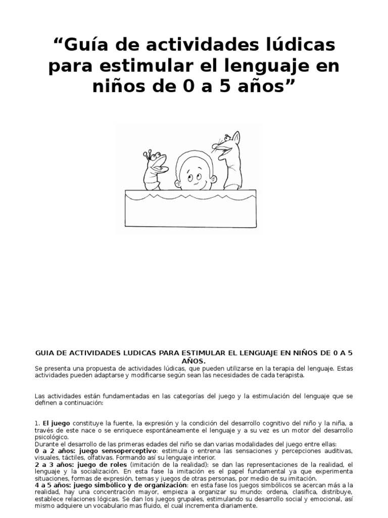 Guía de Actividades Lúdicas para Estimular El Lenguaje en Niños de 0 A ...