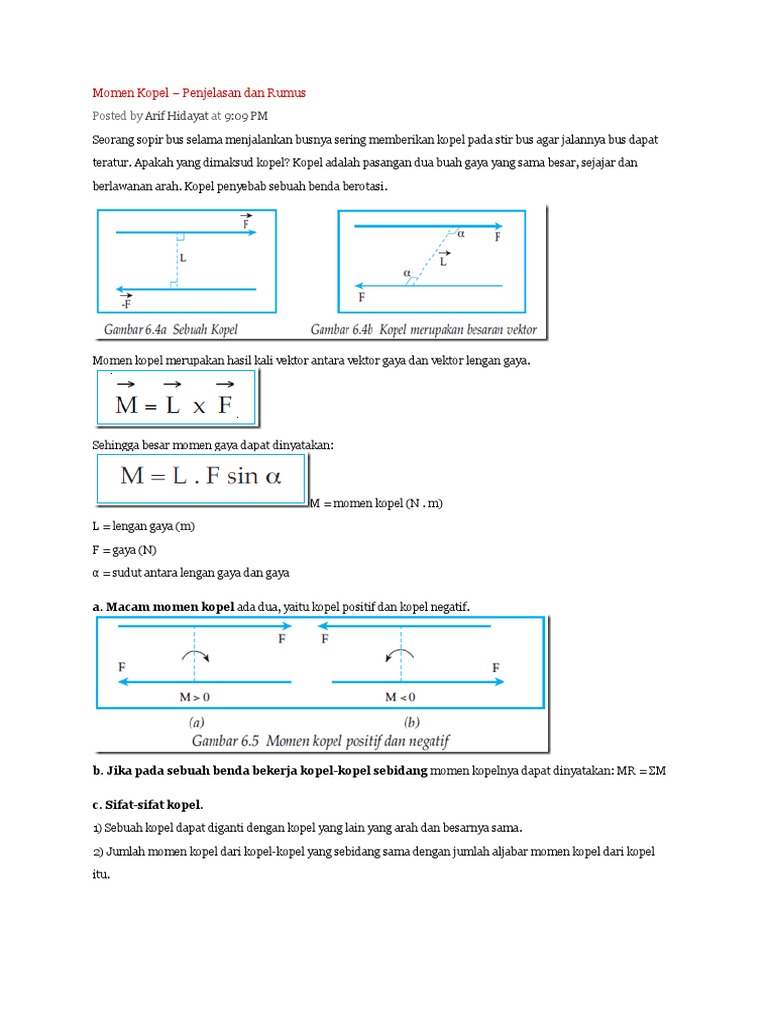 Momen Kopel Penjelasan Dan Rumus