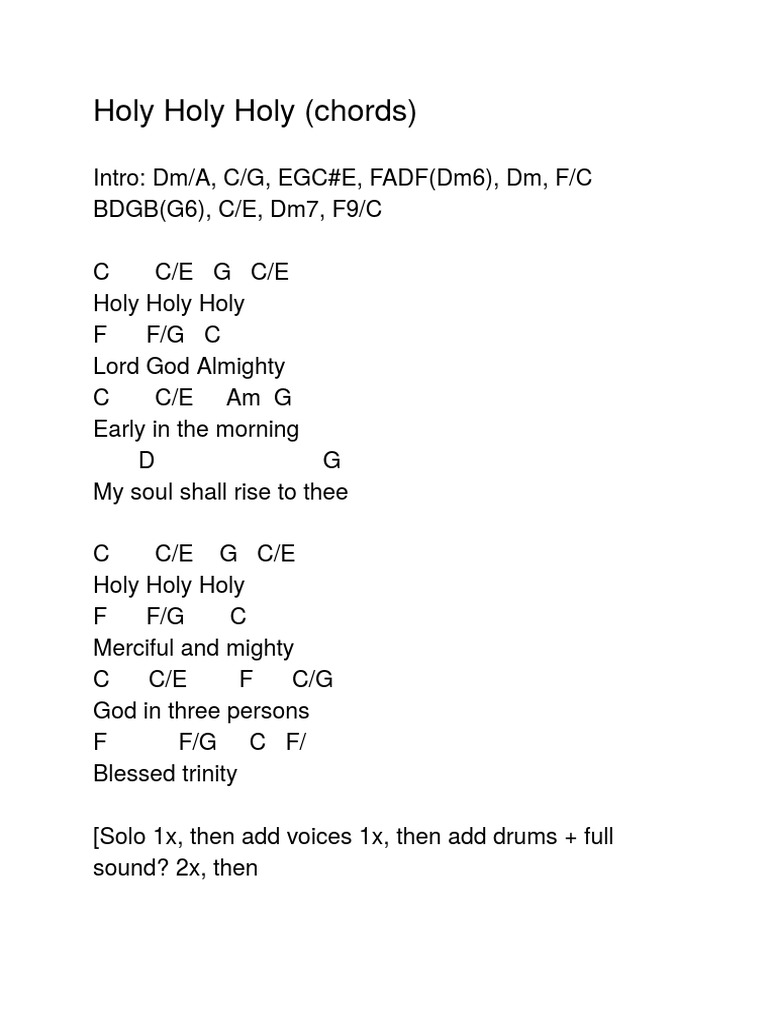 Holy Holy Holy Chords PDF