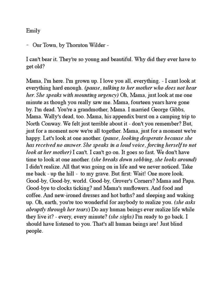 Emily Our Town Monologue Pdf