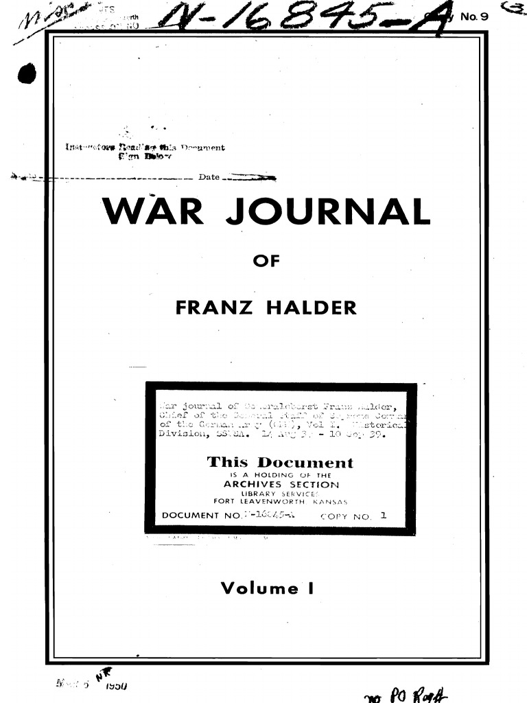 Halder Diaries | PDF | Western European Theatre Of World War II ...