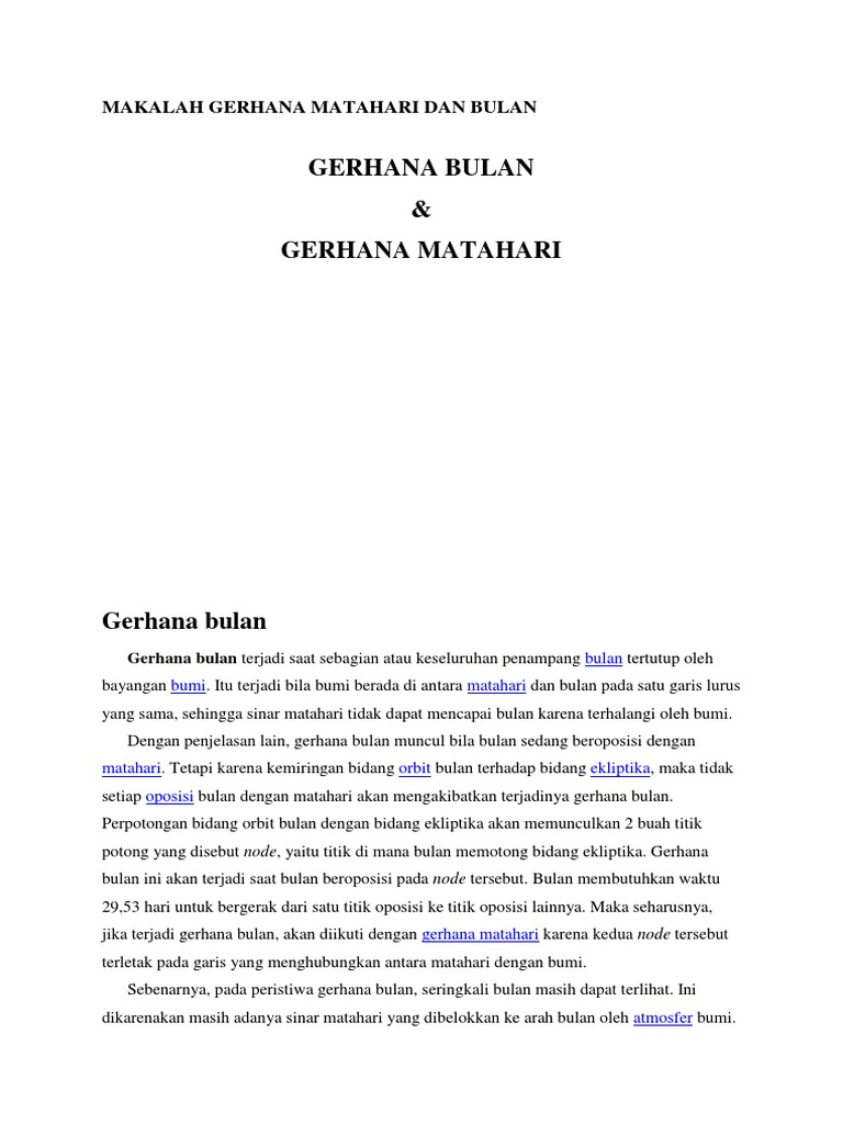 Gerhana Matahari Dan Bulan