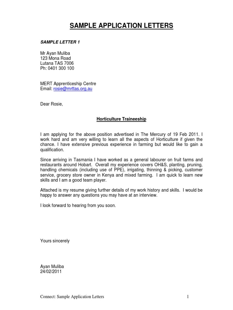 Sample Application Letters | PDF | Wellness