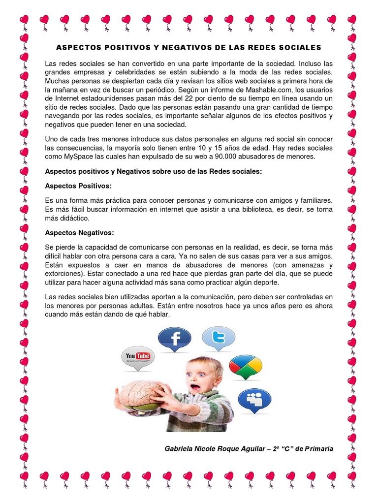 Aspectos Positivos y Negativos de Las Redes Sociales | PDF | Bienestar