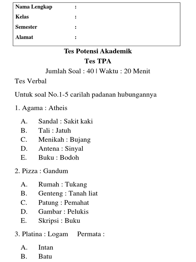 Top Download Contoh Soal Tes Akademik Polri Terbaru
