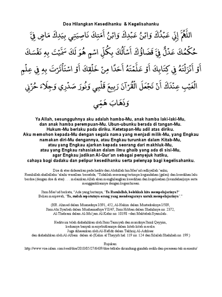 Doa Hilangkan Kesedihan Kegelisahan Pdf