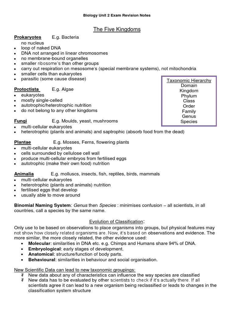 Edexcel GCE Biology Unit 2 Exam Revision Notes | PDF | Wellness
