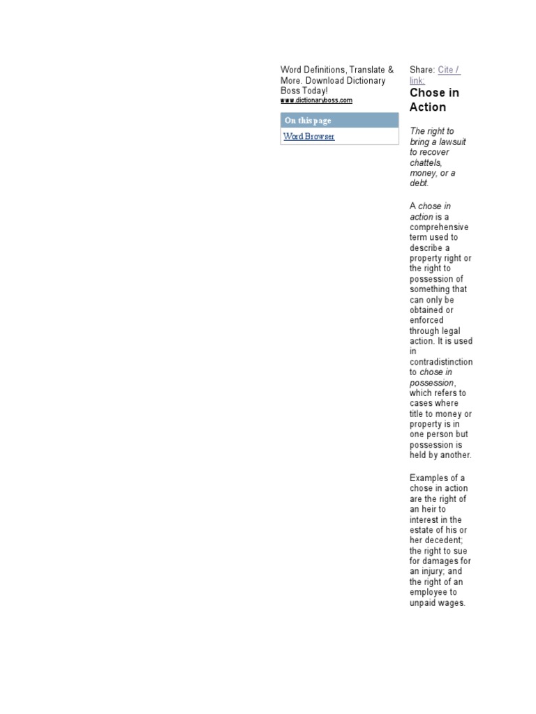 Chose in Action | PDF