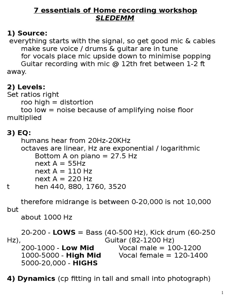 Home Recording Workshop Essentials | PDF | Guitars | Audio Electronics