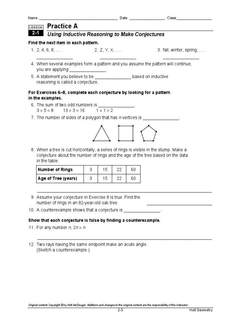 2 1 Practice A | PDF