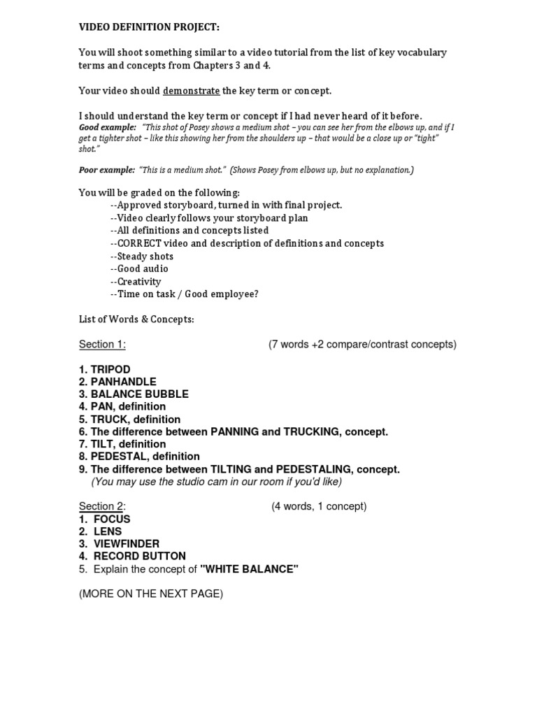 Video Definition Project Explainer PDF