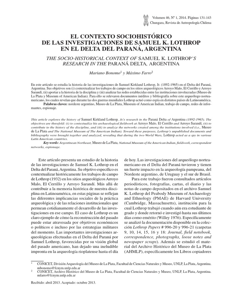 CONTEXTO SOCIOHISTOIROC DE Samuel Lothrop PDF | PDF | Museo | Los ...