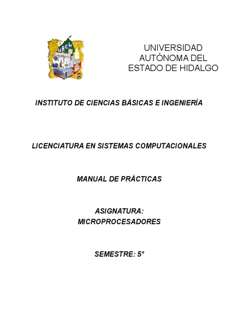 Manual De Practicas De Microprocesadores Pdf Lenguaje Ensamblador