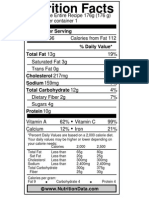 omelet nutrition facts label
