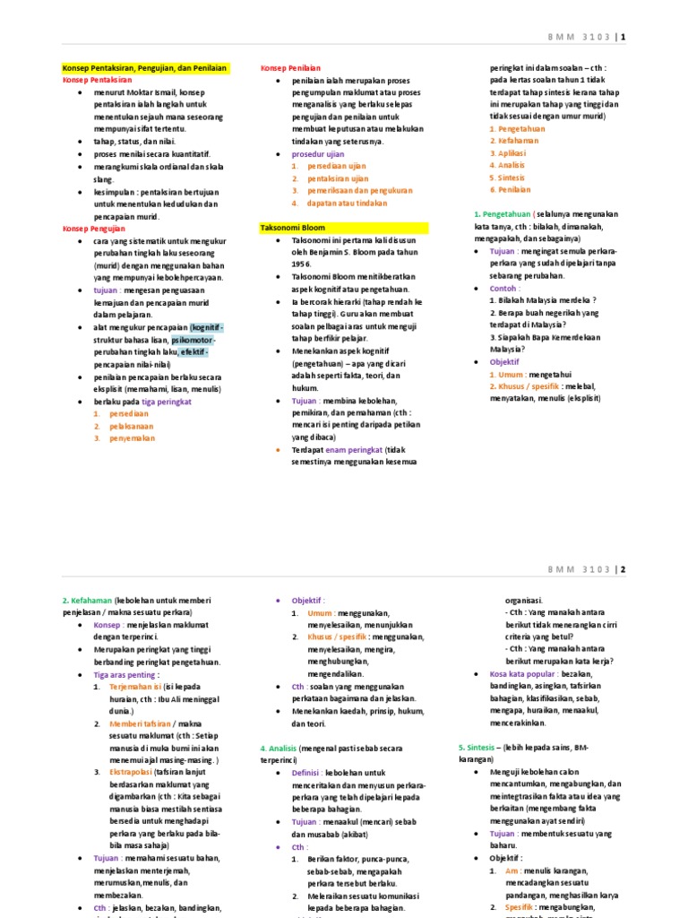 Nota BMM 3103  PDF