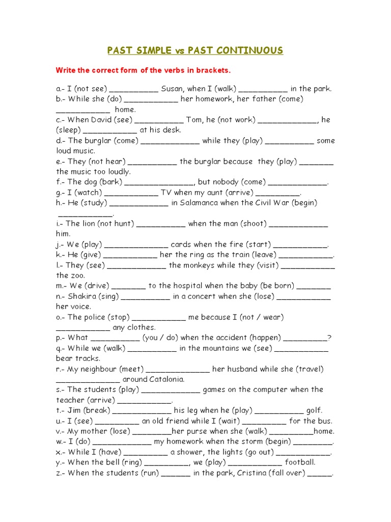 PAST SIMPLE Vs PAST CONTINUOUS | PDF