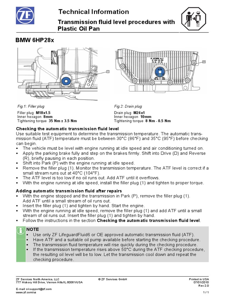 BMW ZF Transmission Level Procedures PDF
