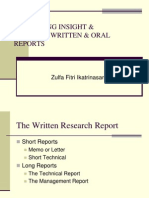 Presenting Insight & Findings: Written & Oral Reports: Zulfa Fitri Ikatrinasari