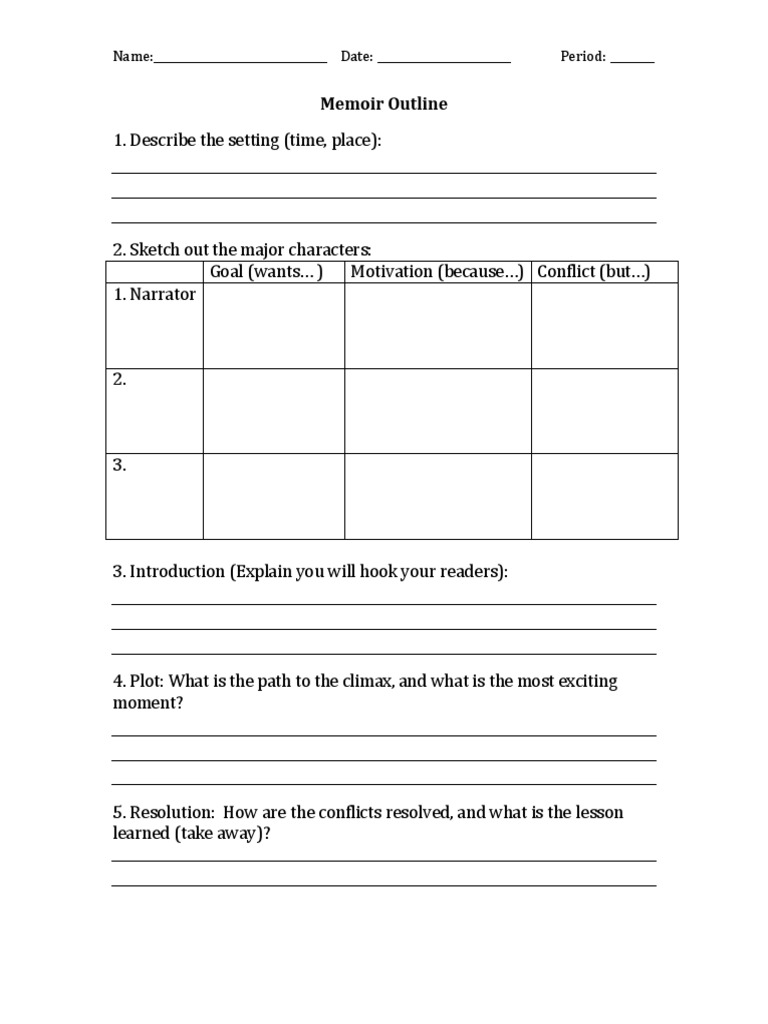 Memoir Outline Template Guide | PDF | Career & Growth