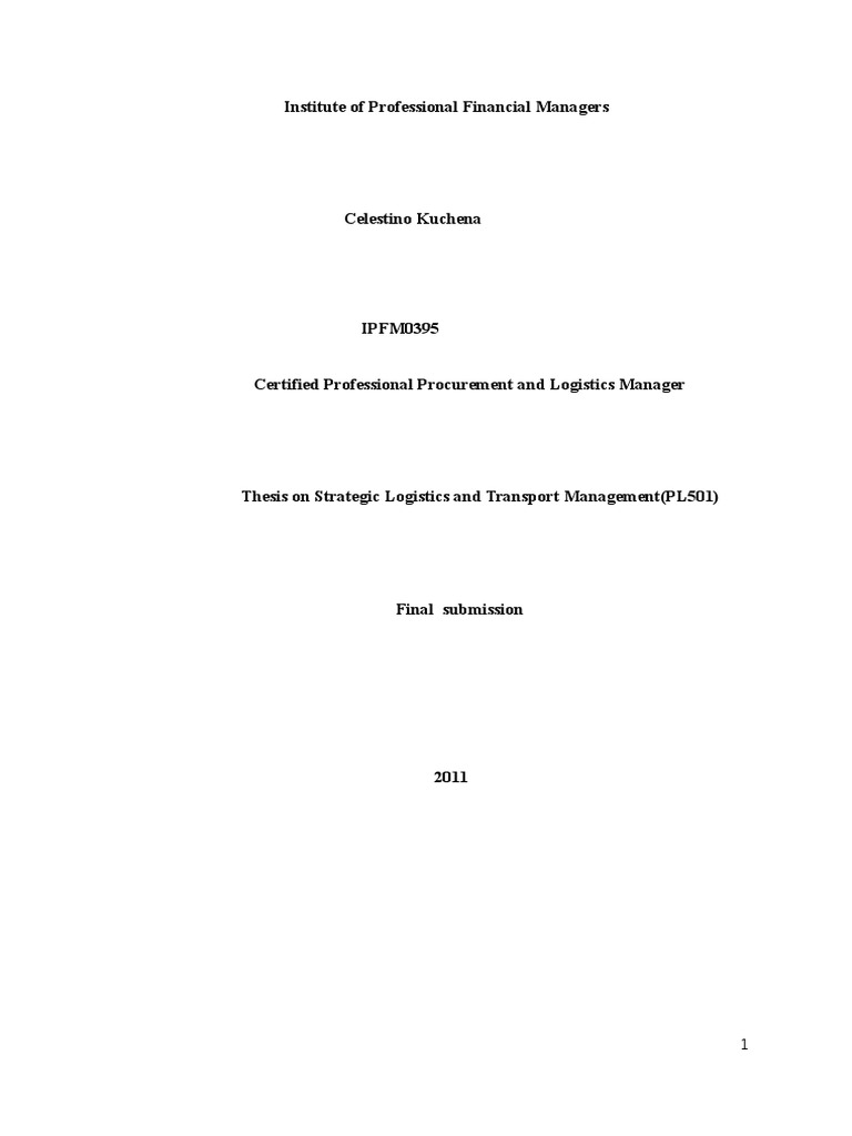 Strategic Logistics and Transport Management | PDF | Transport | Cargo