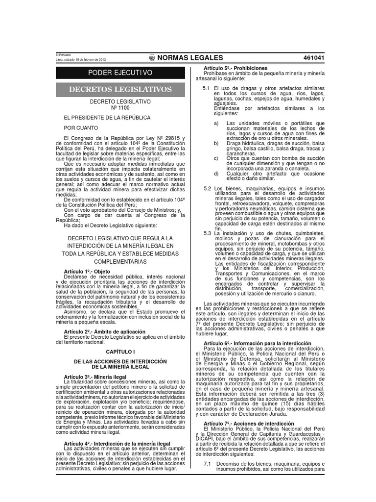 Decreto Legislativo N 1100 PDF