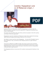 Rajapakse Ancestry Rajapaksa's Are Born Catholics of Malaccan Origin..!