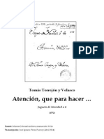 Atencion Que para Hacer... - Tomás de Torrejón y Velasco PDF