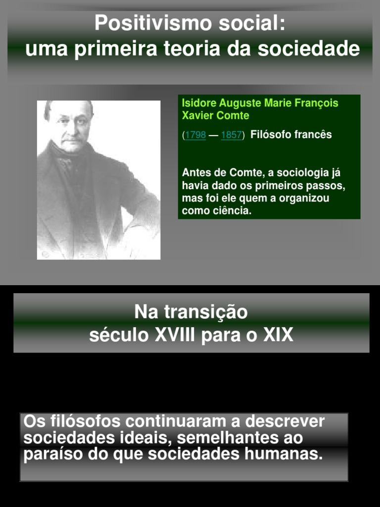 Positivismo Social e a Sociologia de Comte | PDF | Sociologia | Positivismo
