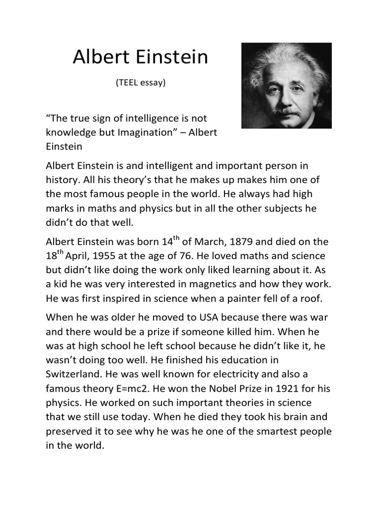 Albert Einstein: (TEEL Essay) | PDF