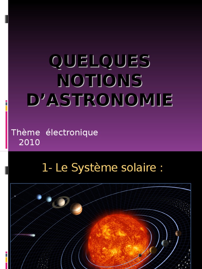 Cahier D'astronomie Page De Garde Quelques notions d'astronomie