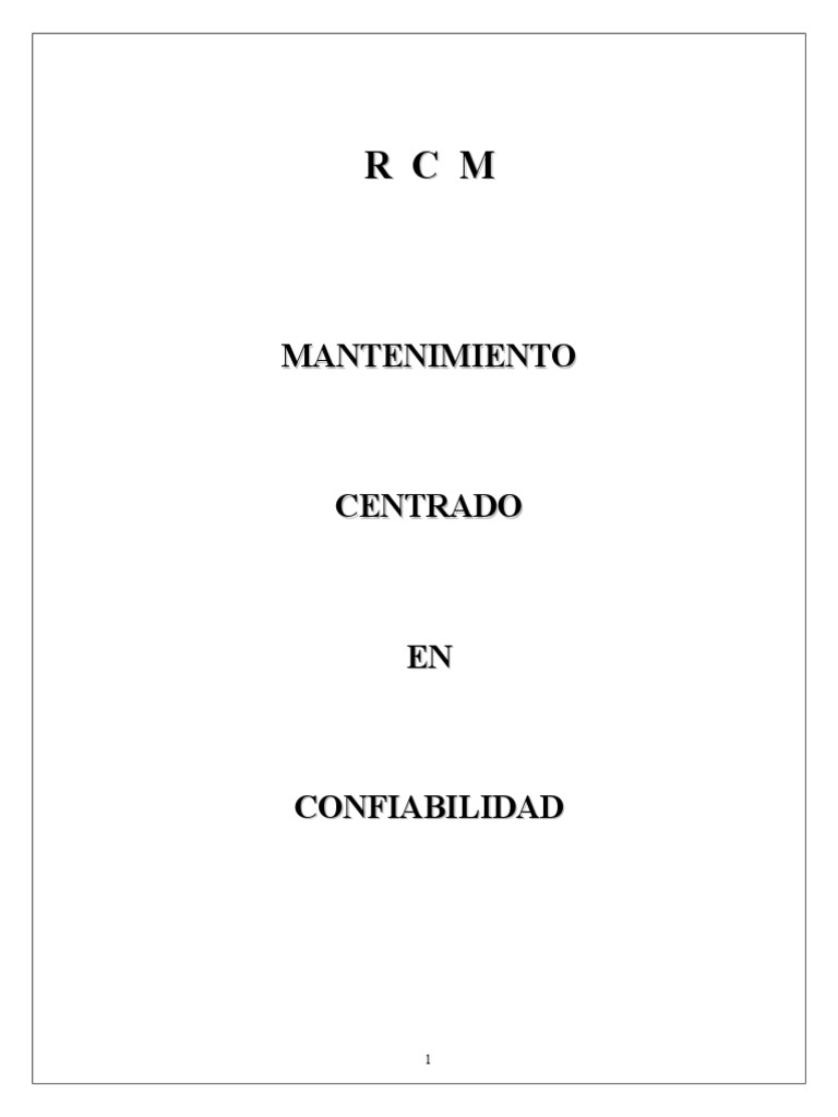 RCM Capítulo 1 - Introducción | PDF | Calidad (comercial) | Toma de ...