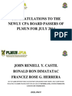 Congratulations To The Newly Cpa Board Passers of Plmun For July 2014
