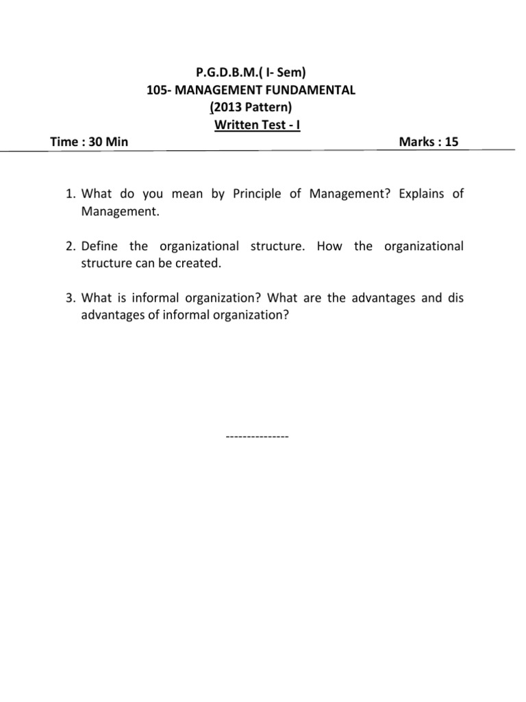 Management Fundamentals Exam Guide | PDF