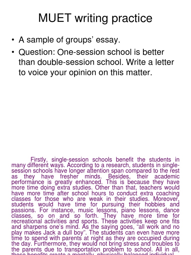 Students' Sample Essay MUET PDF Classroom Teachers